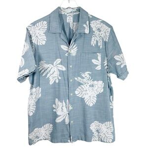 BROOKS BROTHERS Sports Shirt Light Blue Cotton Hawaiian Flower Print Button Down